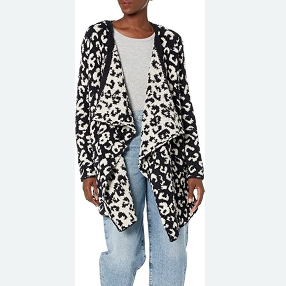 UGG Phoebe Wrap Cardigan Black White Leopard NWT Size Medium - Picture 2 of 6
